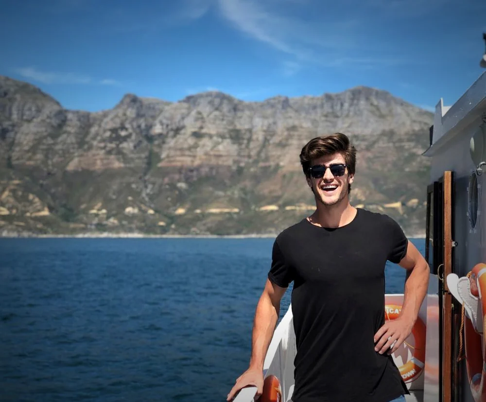 Zandré laughing on the water in Hout Bay