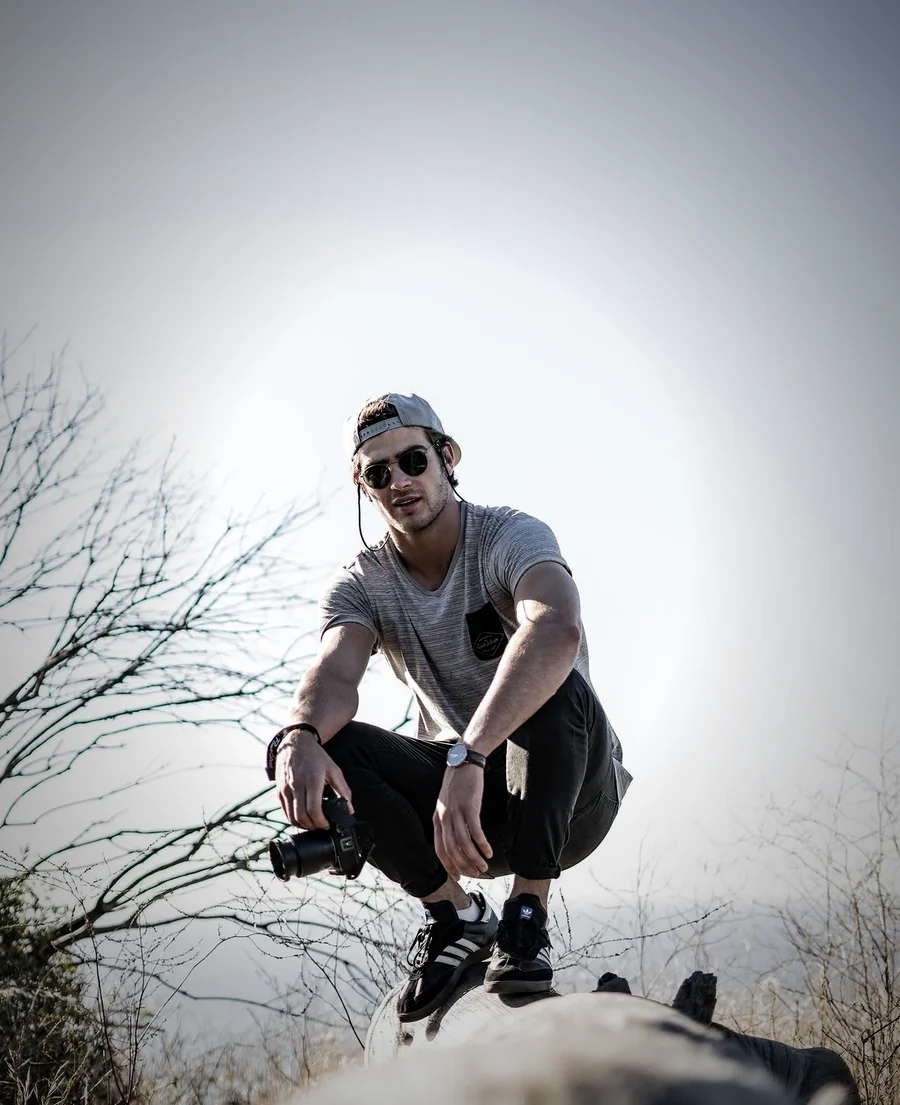 Zandré shooting on location above Cape Town